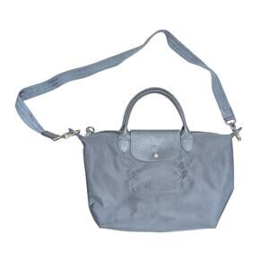Longchamp Le Pliage Tote Bag Shoulder Purse Womens Gray Nylone Modele Depose